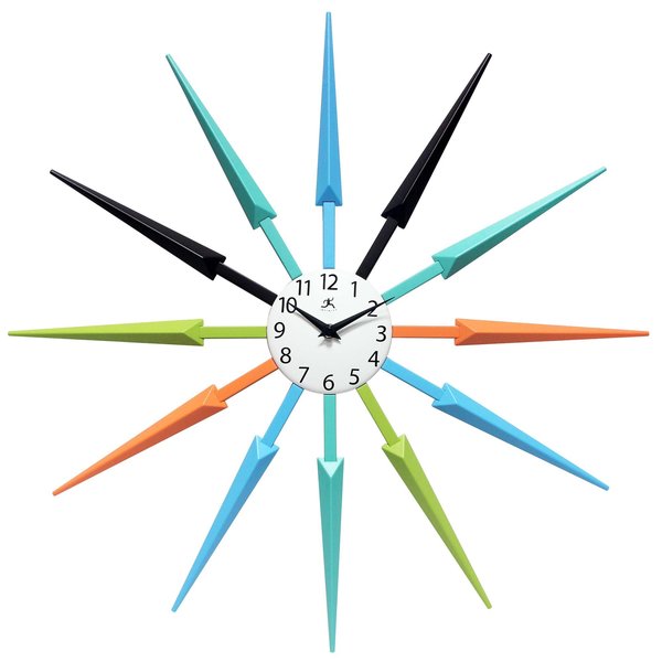 Infinity Instruments Celeste - Multicolored - 24” Sunburst Wall Clock with a Retro Color Finish 15555MC